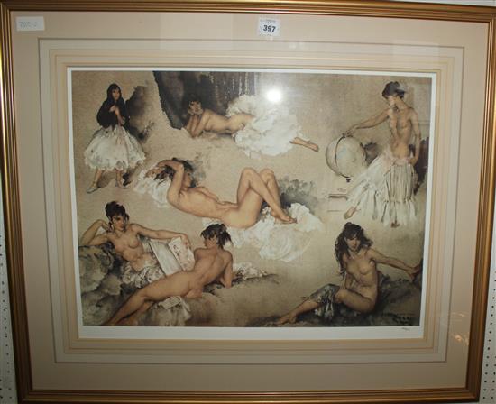 Russell Flint print  Nude studies(-)
